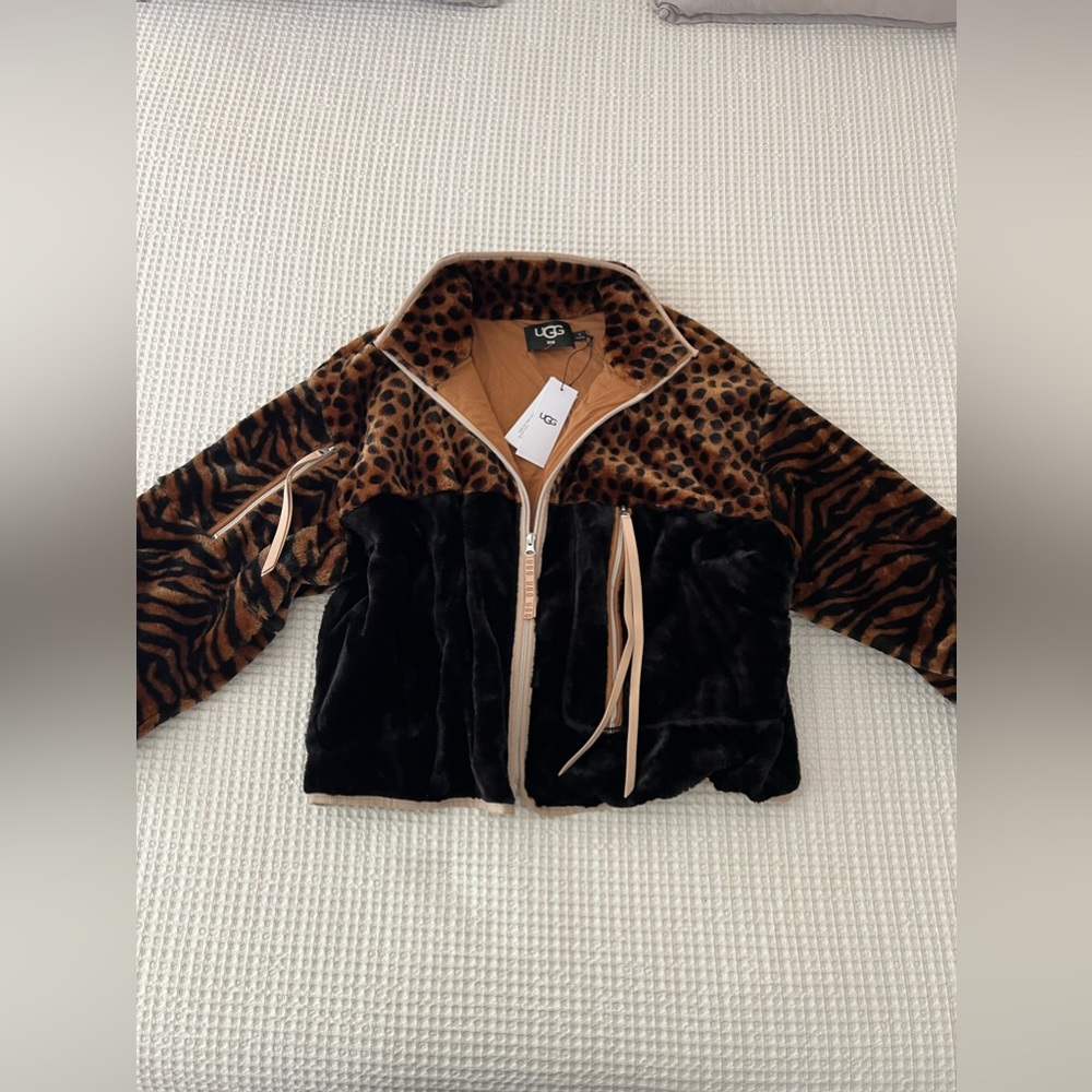 Brand New UGG Animal Print Faux Fur Jacket